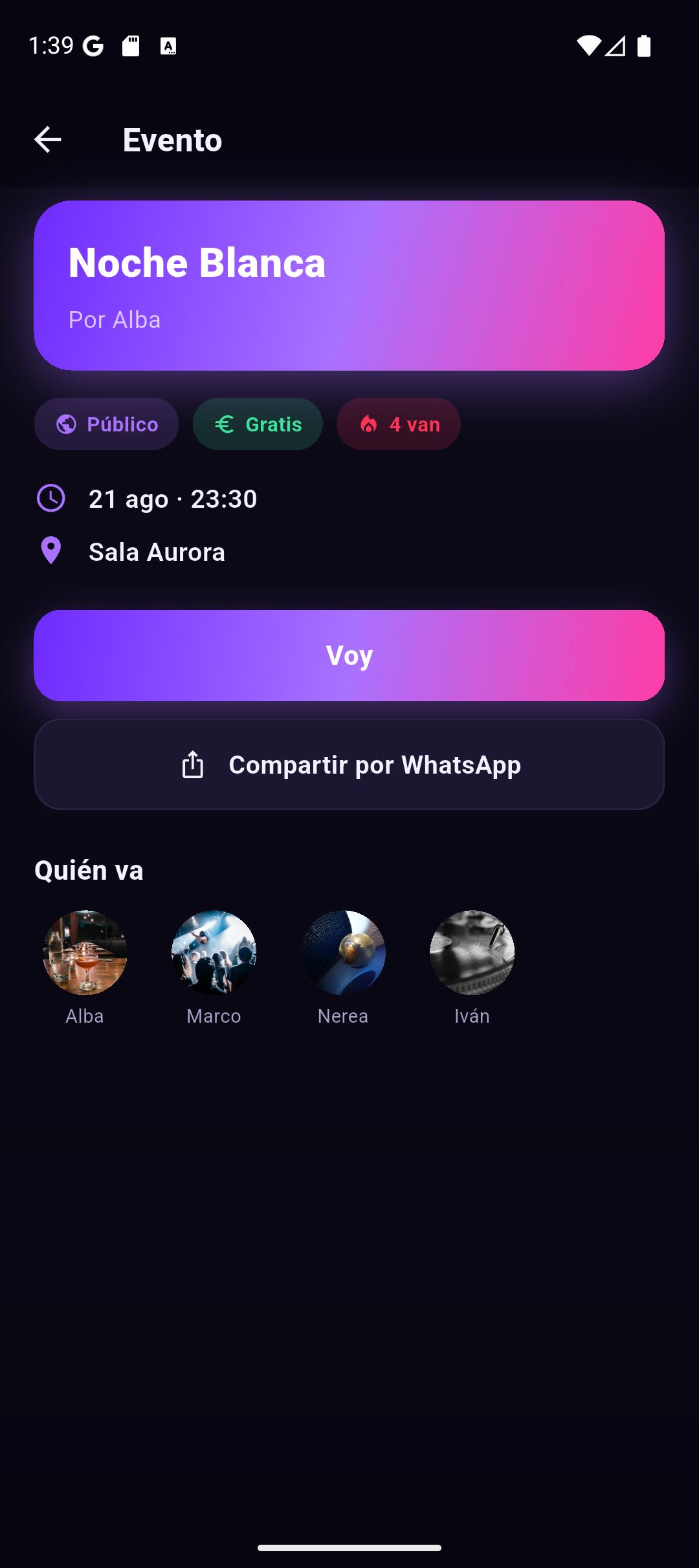 Evento en FlashNight: quién va, con sus fotos